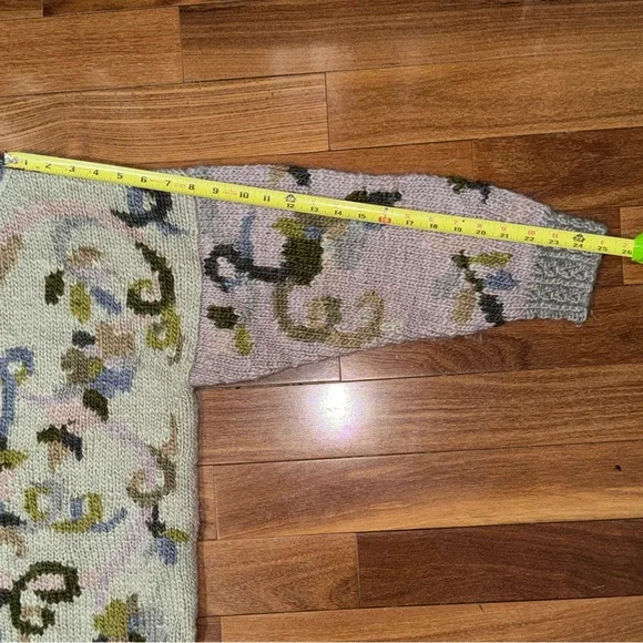 Tara Handknits Floral Cardigan Sweater | Hand Knit | Multicolor - Picture 13 of 14